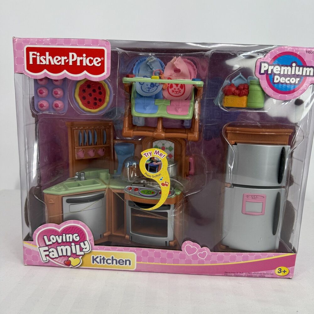 Fisher-Price Loving Family Kitchen Playset Lights Sounds Premium Decor NEW 2005